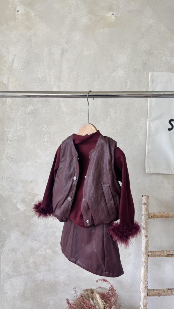 三件套！韓系皮背心短裙內搭套裝 