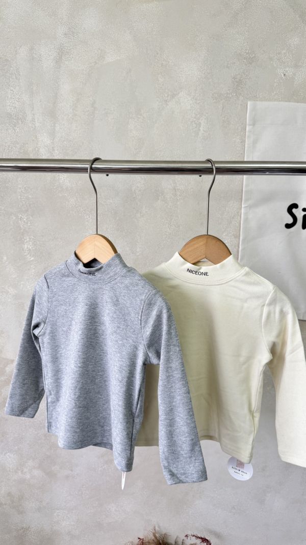 品牌中性磨毛半高領內搭上衣 