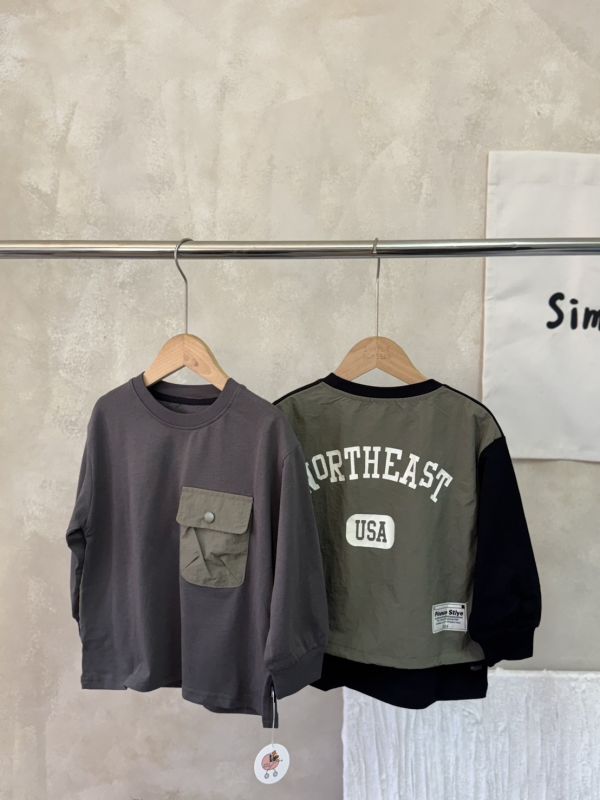 美式異材質假兩件薄款上衣 