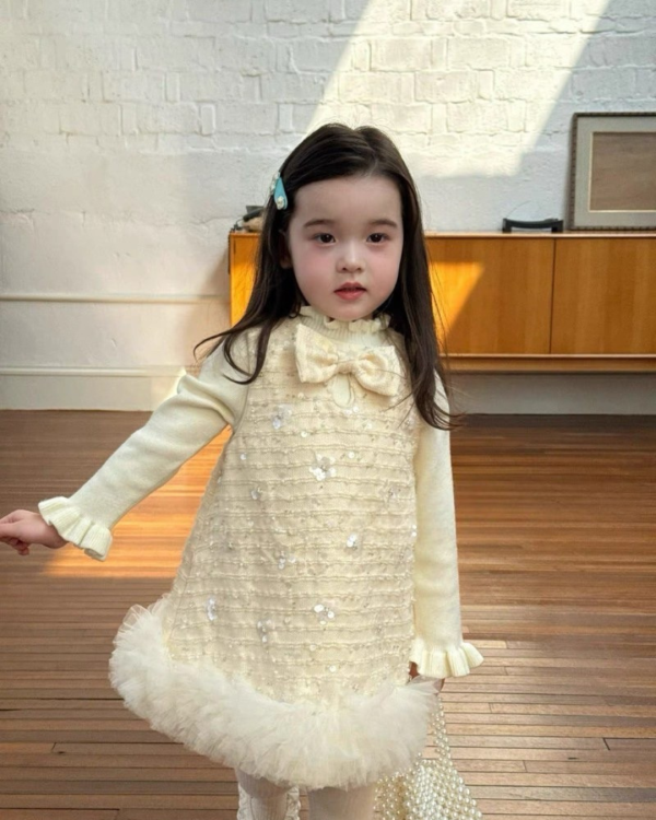 超美！米杏花亮片連身裙內搭兩件套套裝 