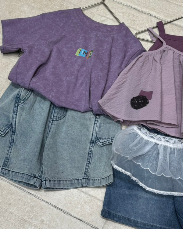 中性造型縫線口袋五分超薄牛仔褲 