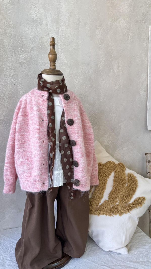 波點紗綁帶咖色西裝長褲 