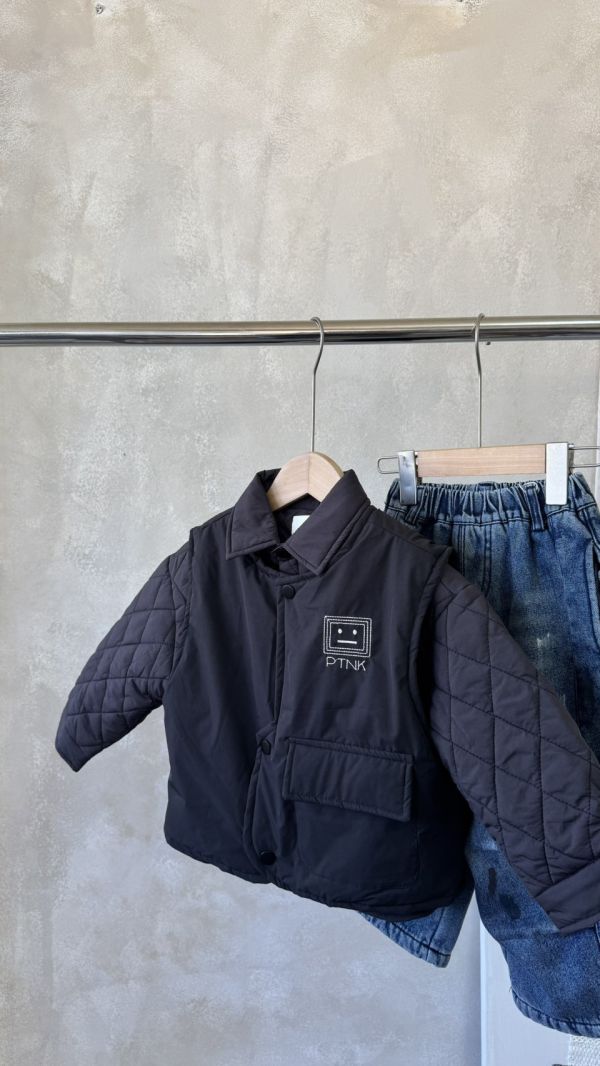 兩穿法！夾棉背心日系菱格外套套裝 