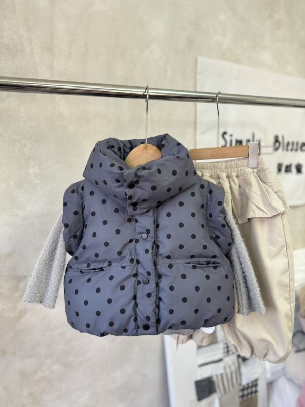 (圍巾可拆卸)日系波點全鋪棉保暖背心 