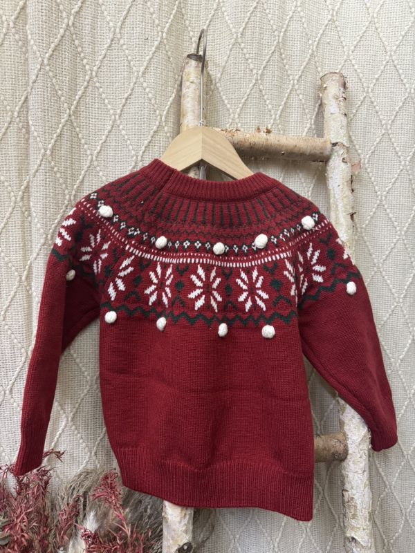 喜氣球球圖騰鉤花針織上衣 