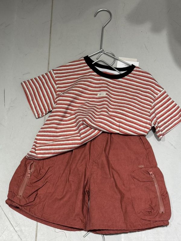 磚紅重工拉鏈大口袋抽繩工裝五分褲 