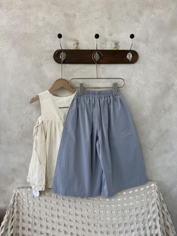 莫蘭迪灰藍調褲腳層次寬褲 