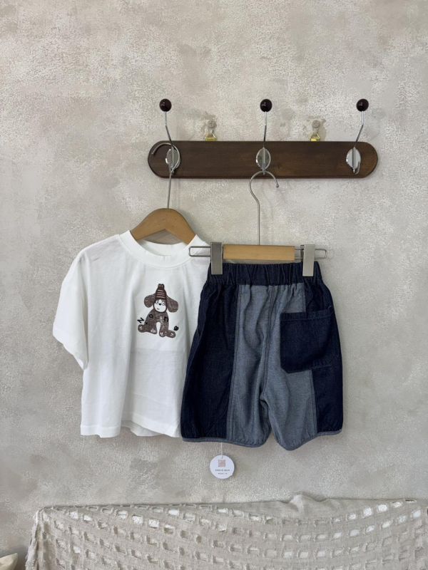 中性設計撞色拼接牛仔褲 