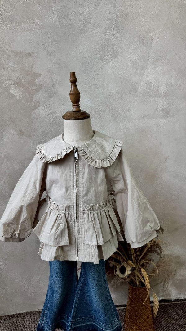 雙層荷葉邊翻領外套 