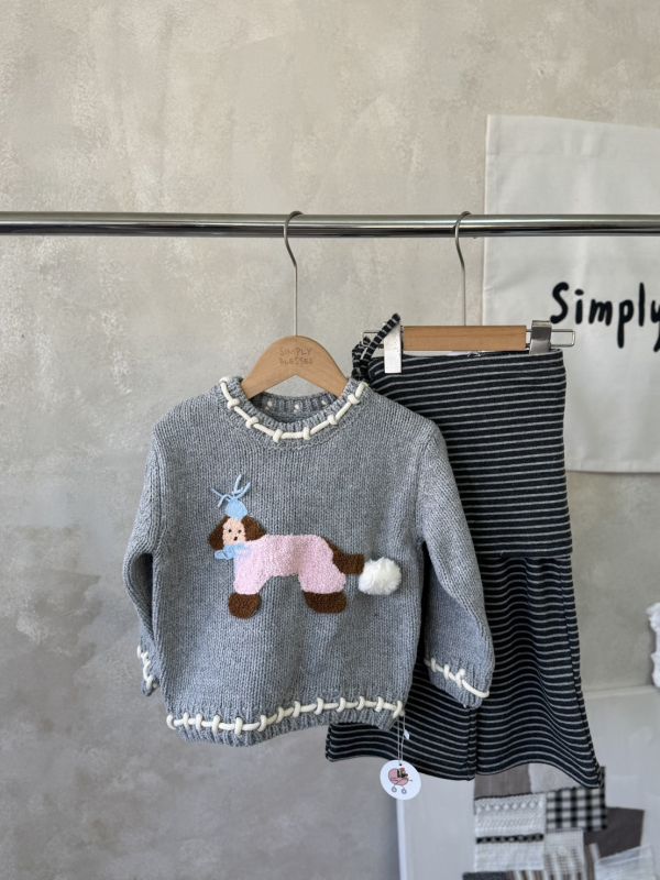 兩穿法！綁帶屁簾條紋休閒薄絨長褲 