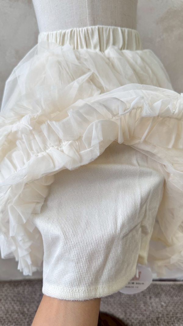 法式浪漫超軟立體花邊紗燈芯絨半身裙 