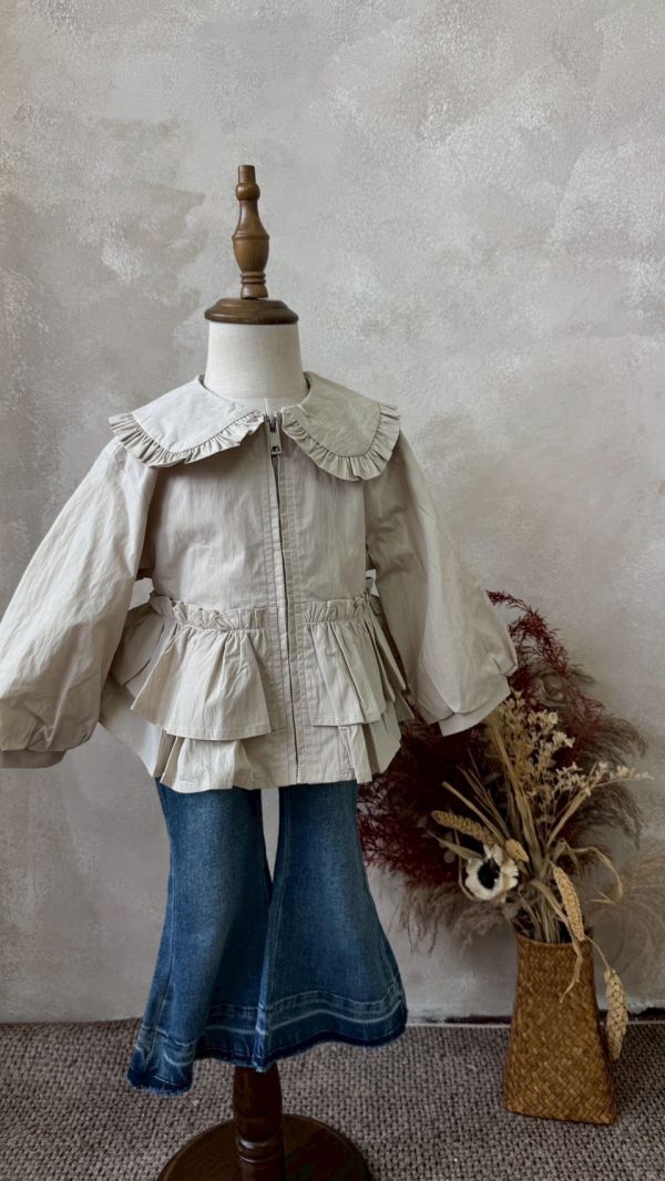 不收邊喇叭牛仔長褲 