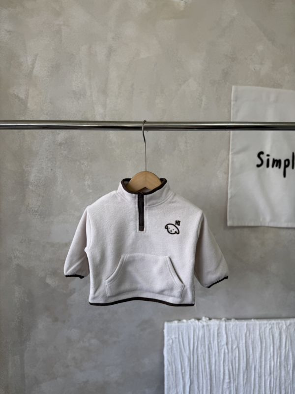 可愛狗狗撞色滾邊半拉鍊上衣 