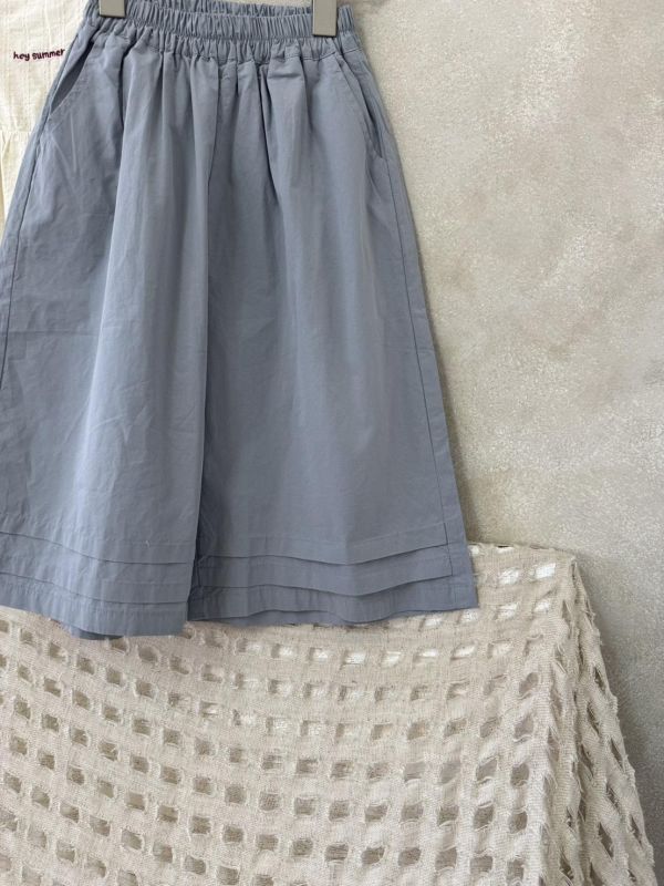 莫蘭迪灰藍調褲腳層次寬褲 