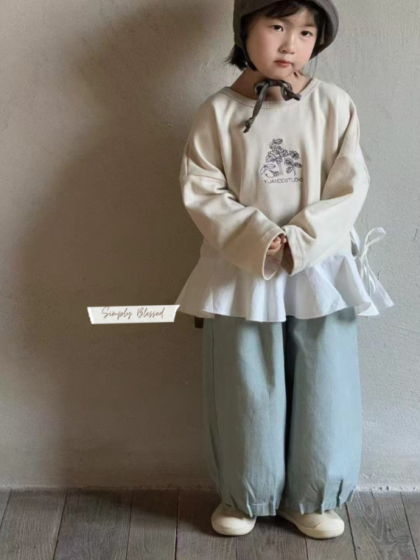 拼接浪漫小樹抽繩大學T 