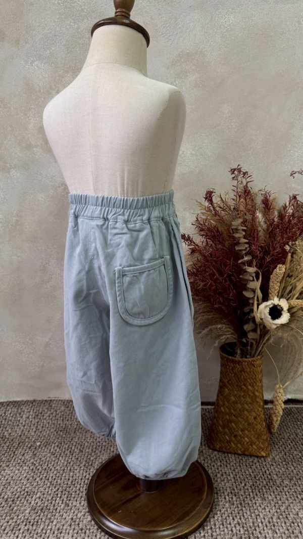 灰藍造型滾邊長褲 