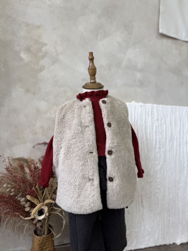 歐尼超軟毛毛中長款背心 