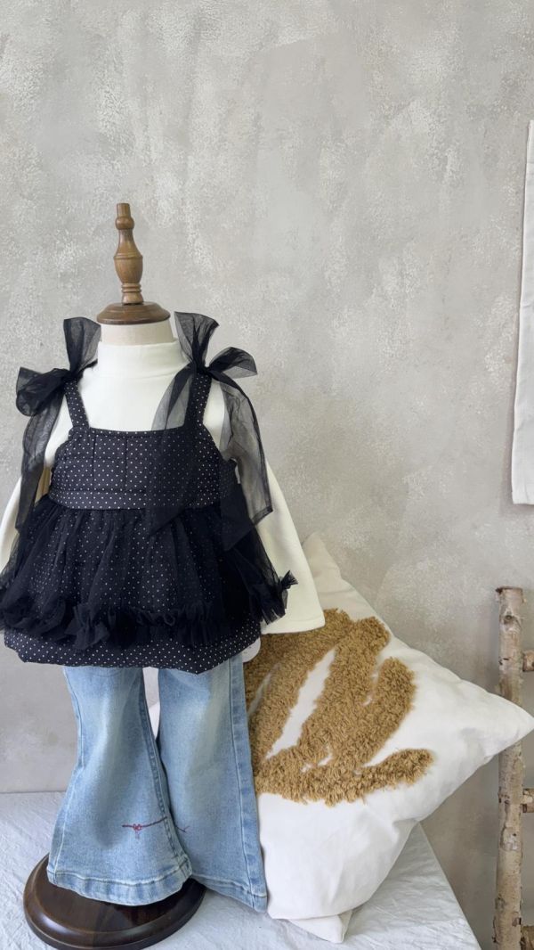 兩件套！點點拼紗背心罩衫刷毛內搭套裝 