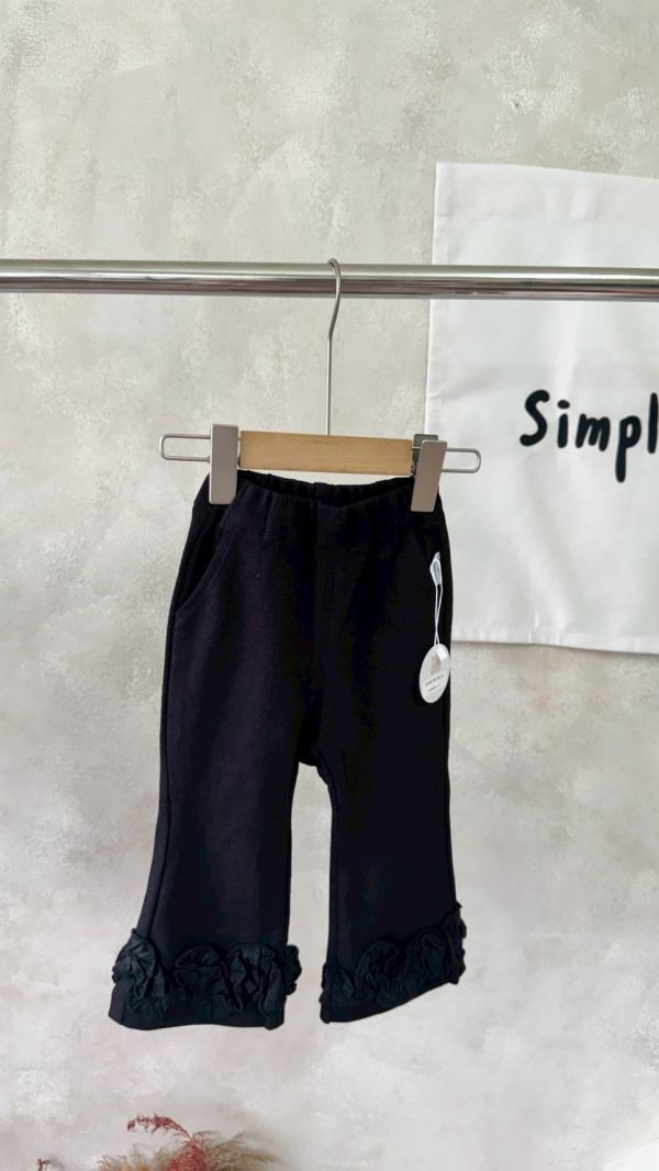 百搭花邊褲腳坑條棉長褲(版型偏小可帶大) 