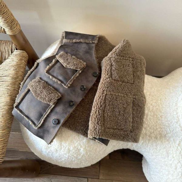 酷！刷色皮面內刷毛背心 