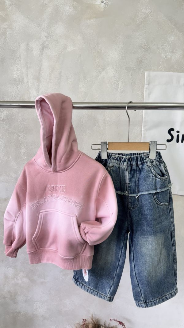 漸層粉刷毛連帽上衣 