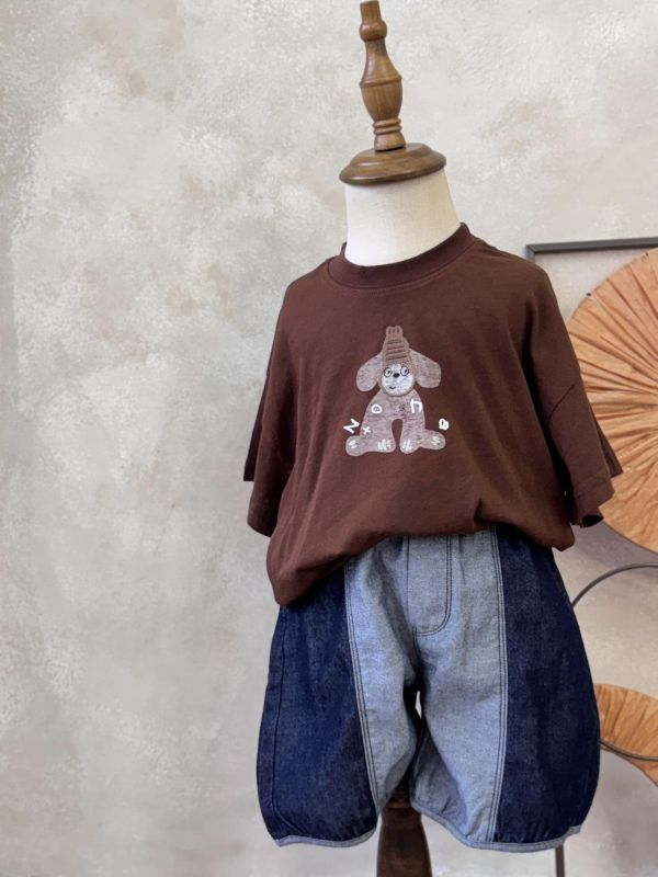 中性設計撞色拼接牛仔褲 