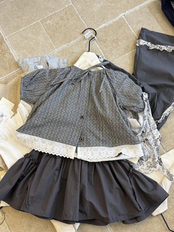 灰色系綁帶芭蕾風短裙(內襯有短褲) 