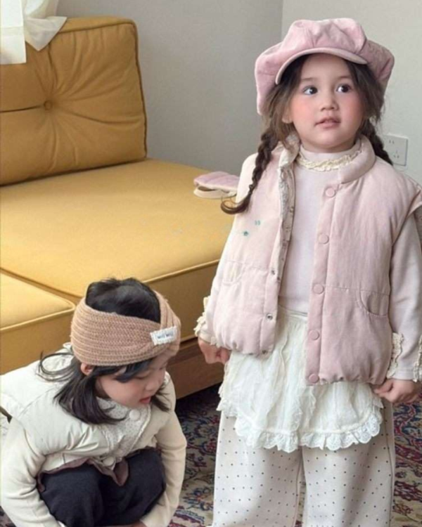 雙面穿！碎花粉色全鋪棉保暖背心 