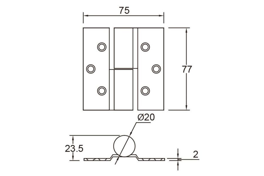 2mm鉸鍊 平貼式  (3片式) 