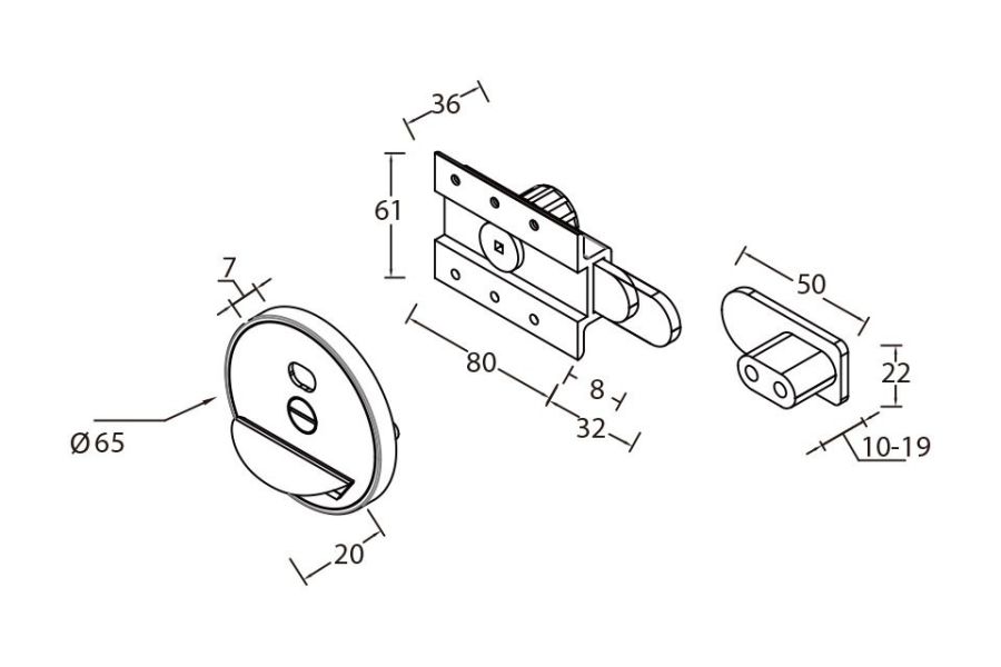薄圓拉把鎖+鋁旋轉後座 