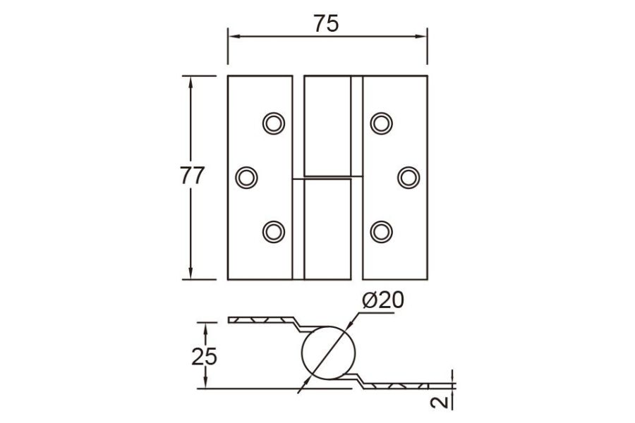 2mm鉸鏈 重疊式  (3片式) 