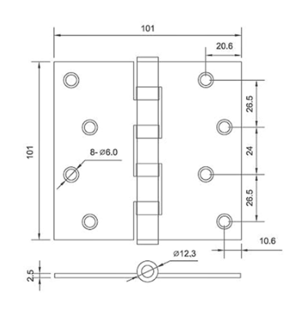 蝴蝶鉸鍊 (2片式) 