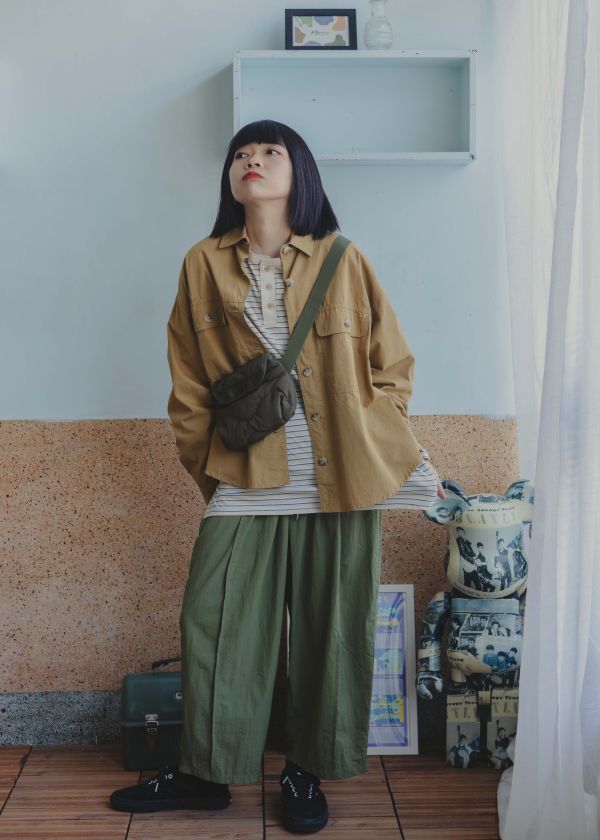 韓國 雙口袋襯衫 