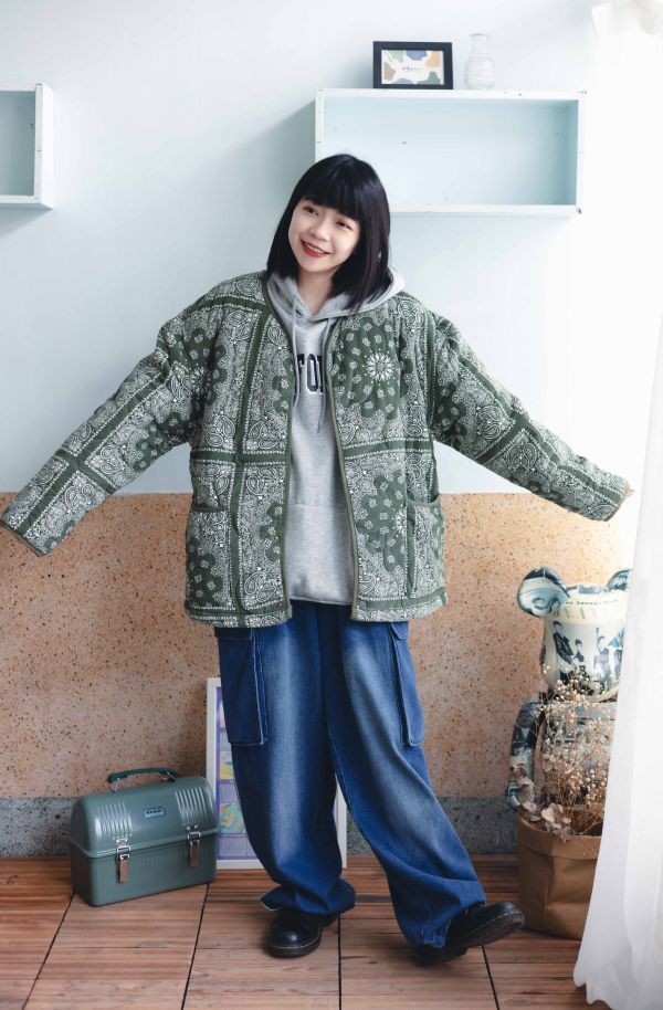 韓國 變形蟲圖騰絎縫外套 