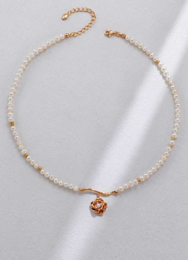 玫瑰花珍珠項鍊 
