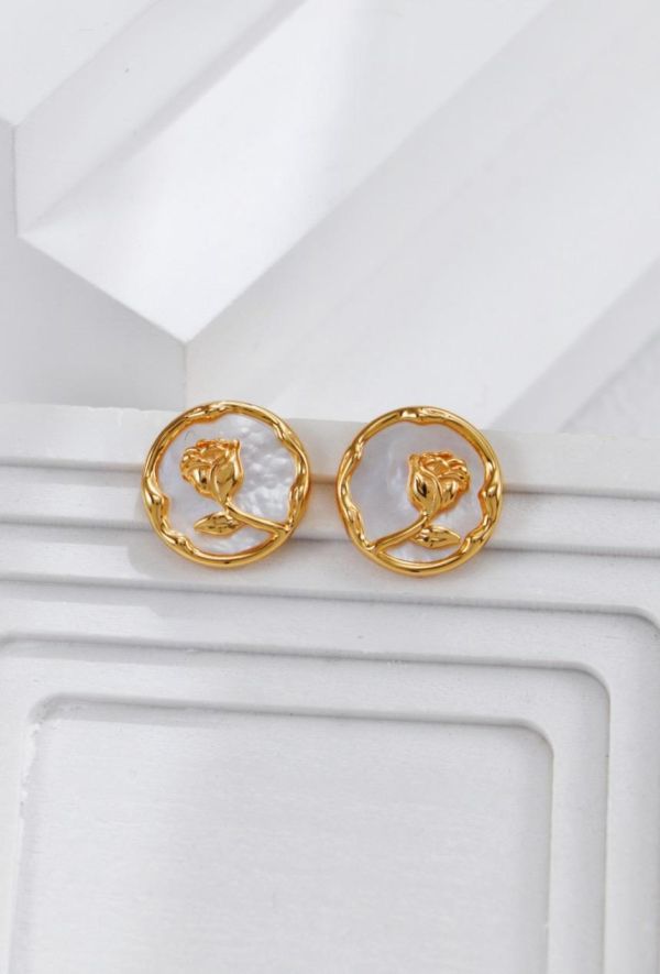 Velora｜玫瑰貝母耳環 