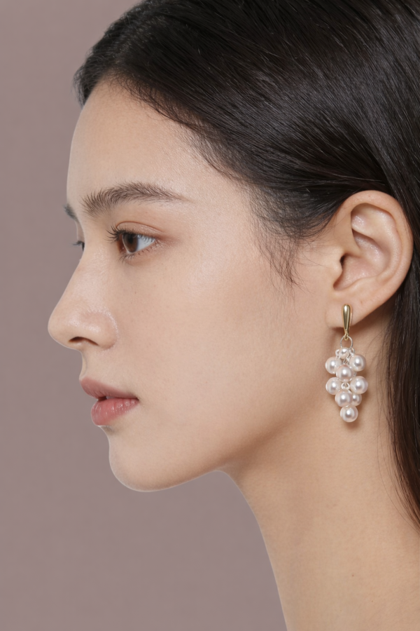 珍珠葡萄串吊墜耳環 