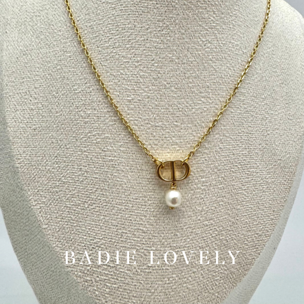 Dior 金色珍珠吊墜項鍊 