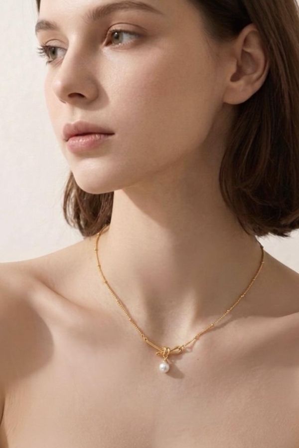 繩結吊墜珍珠項鍊 