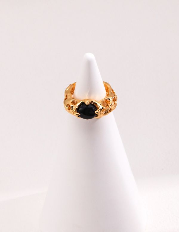 Noira｜金色黑瑪瑙戒指 