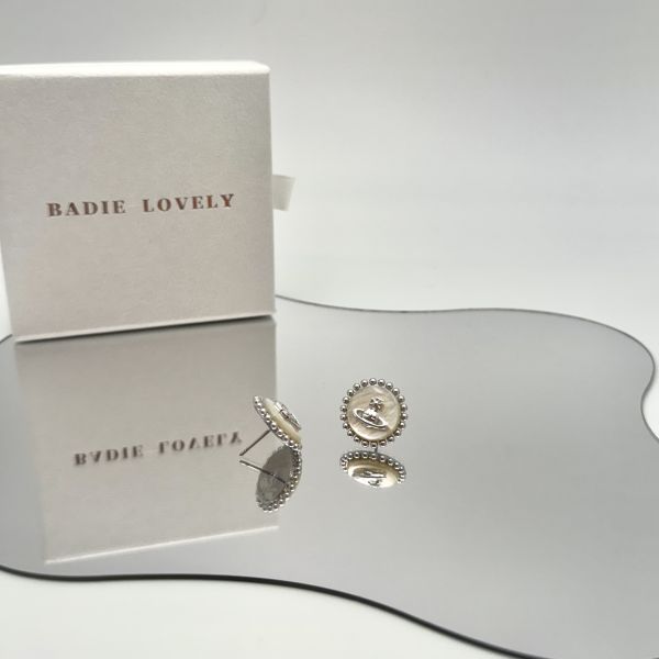 西太后白貝母圓形耳環 