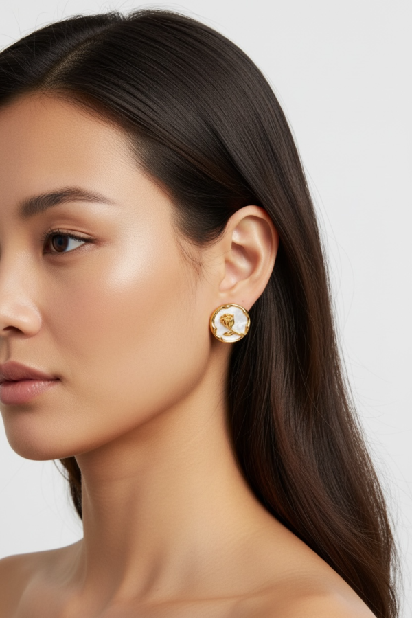 Velora｜玫瑰貝母耳環 