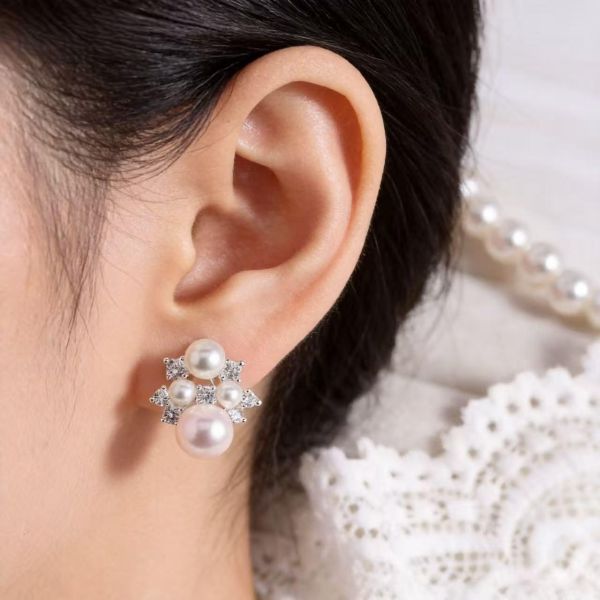 水鑽珍珠耳環 