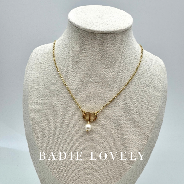 Dior 金色珍珠吊墜項鍊 