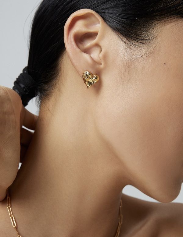 Pure｜純銀熔岩愛心耳環 愛心耳環、金色耳環推薦、氣質耳環、女生飾品推薦、輕奢耳環、Badie Lovely