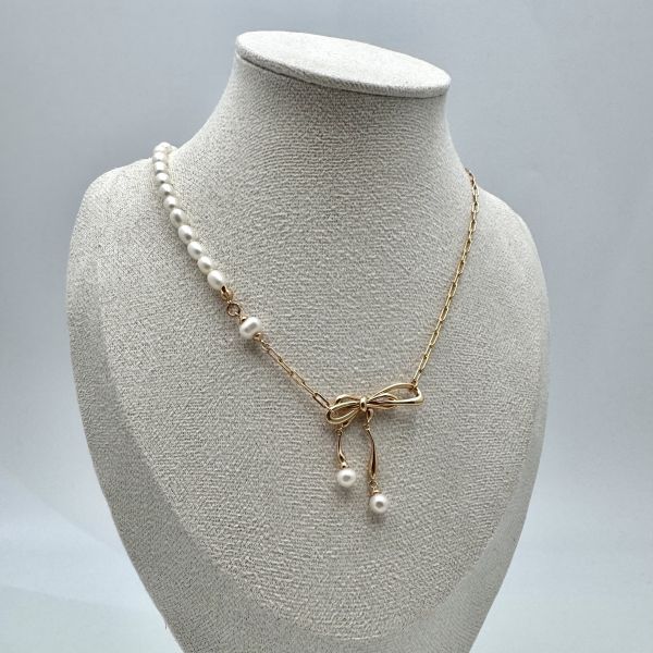 Celestial 蝴蝶結珍珠項鍊 珍珠項鍊、蝴蝶結項鍊、18K金項鍊、S925銀項鍊、Celestial項鍊、Badie Lovely飾品推薦、蝴蝶結珍珠飾品
