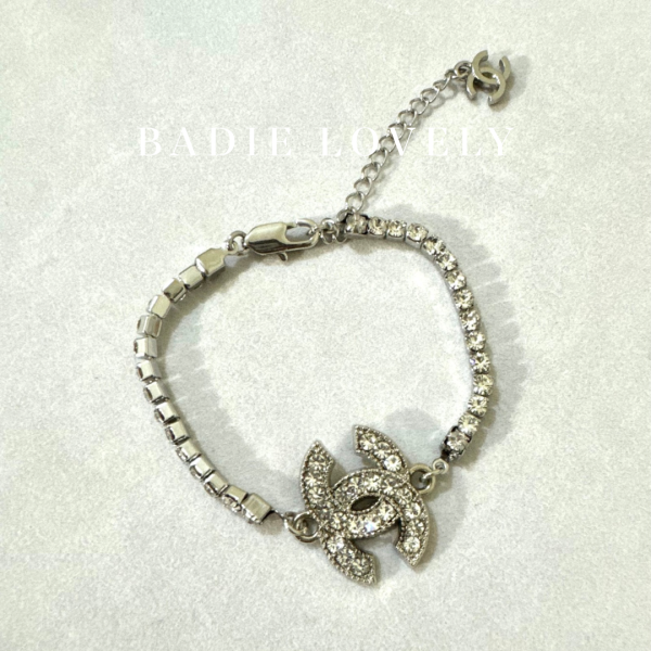Chanel銀色水鑽手鍊 