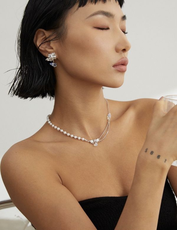 Dawn｜晨光點綴｜純銀蛋白石項鍊 