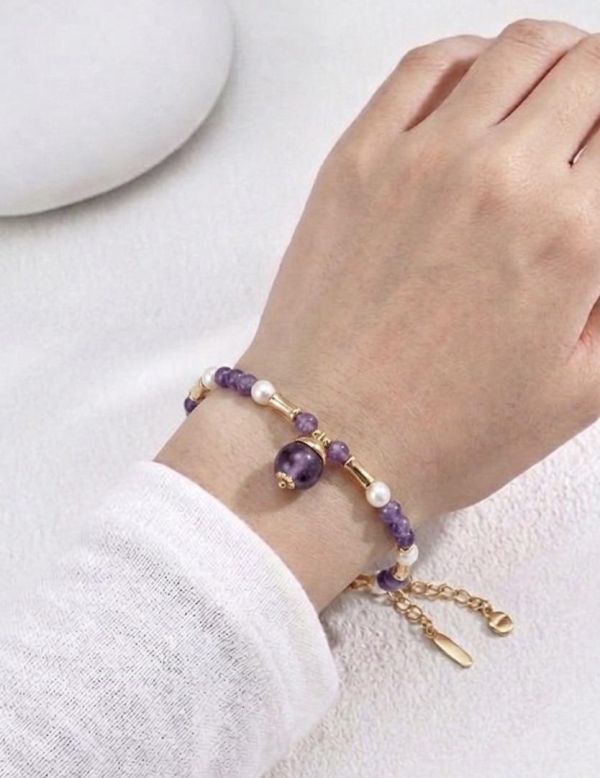 理性紫晶珍珠手鏈 