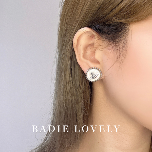 西太后白貝母圓形耳環 